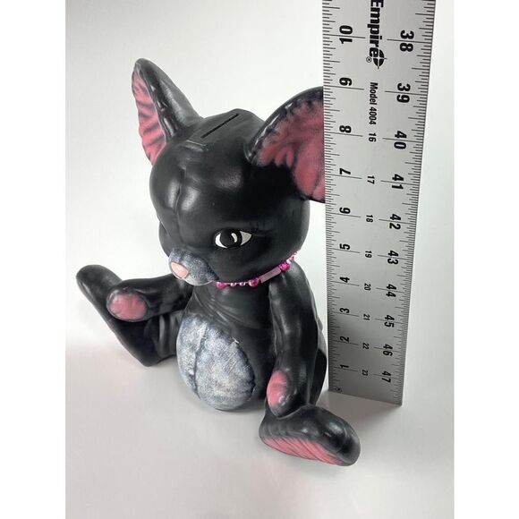 Vintage Ceramic Bunny Piggy Bank 9in W x 9in H x 4in D Black Rare!! BV0611 - Picture 7 of 8